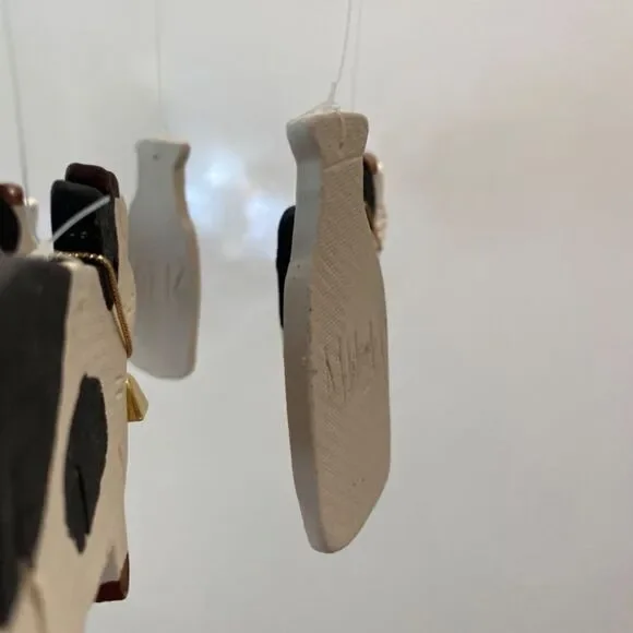 1980 Clay Whimsical Wind Chime of Cows and Milk Jugs NWT